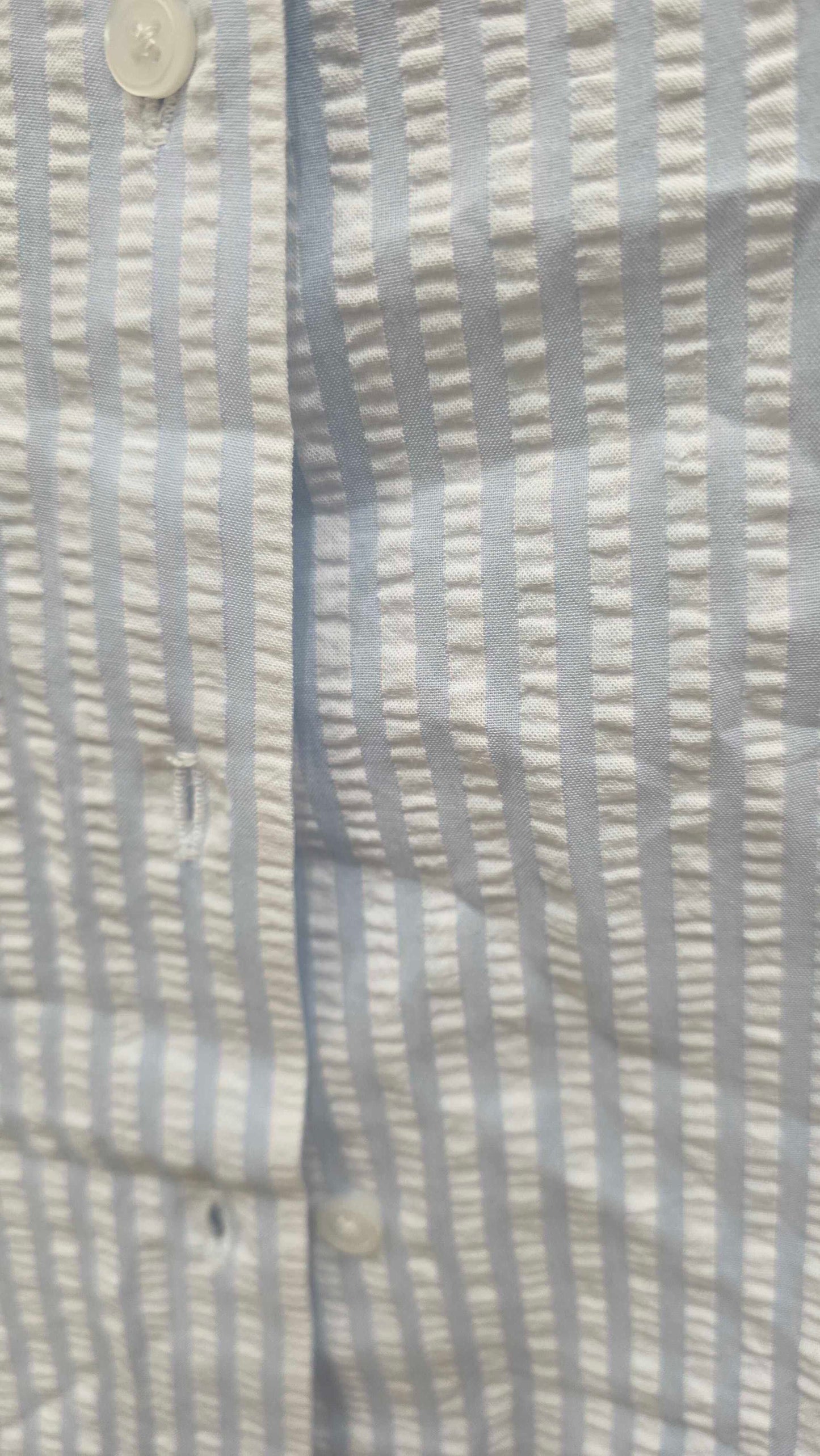 Mango - Blue Striped Textured Shirt Size: Large