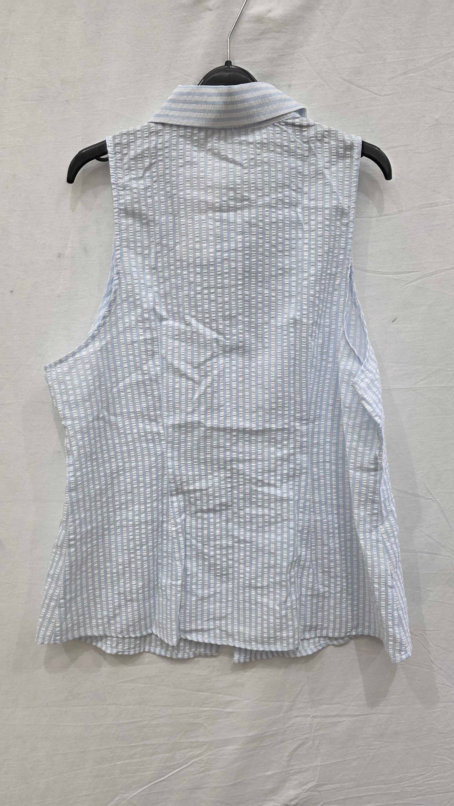 Mango - Blue Striped Textured Shirt Size: Large