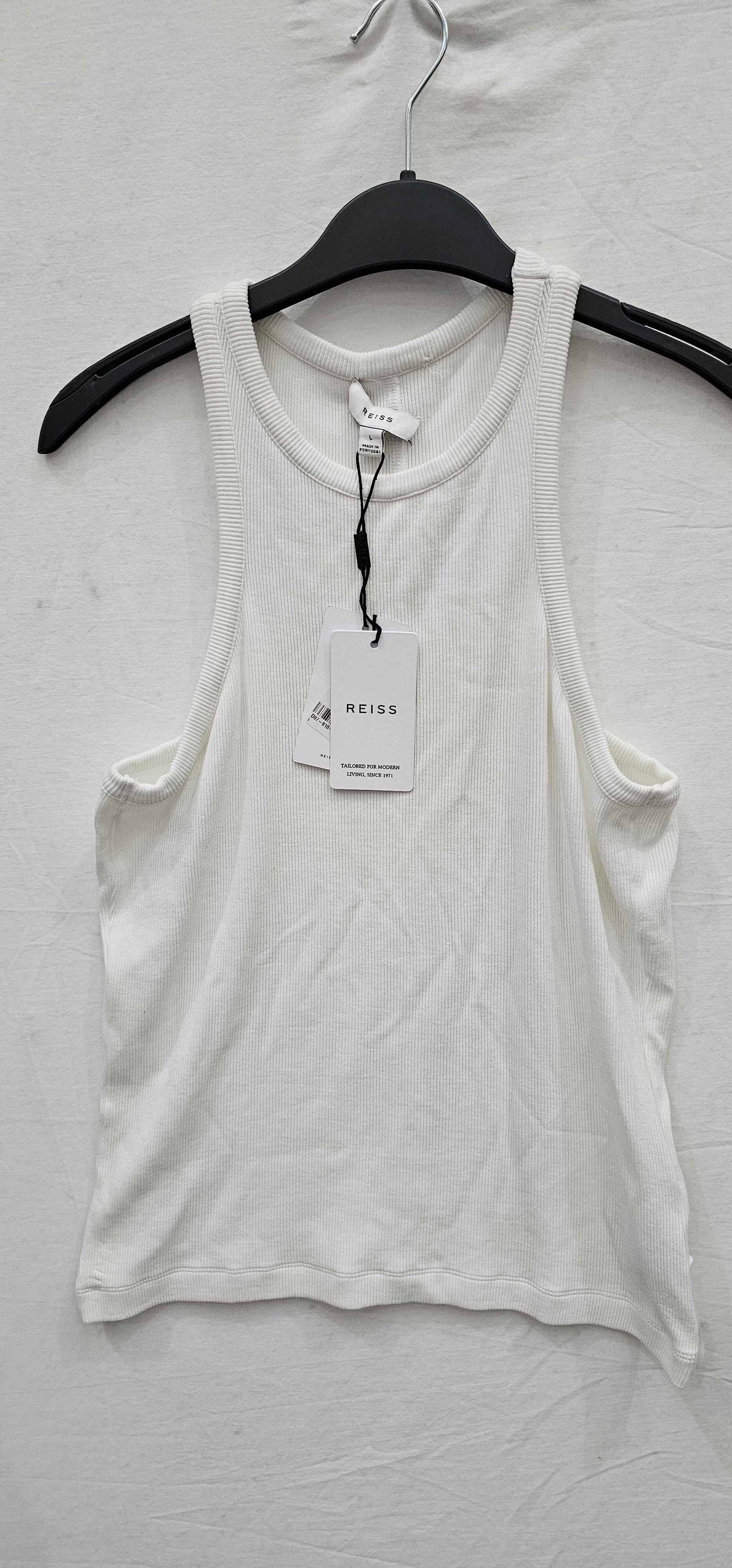 Reiss - White Taloulah Linen Vest Top - White Size: L