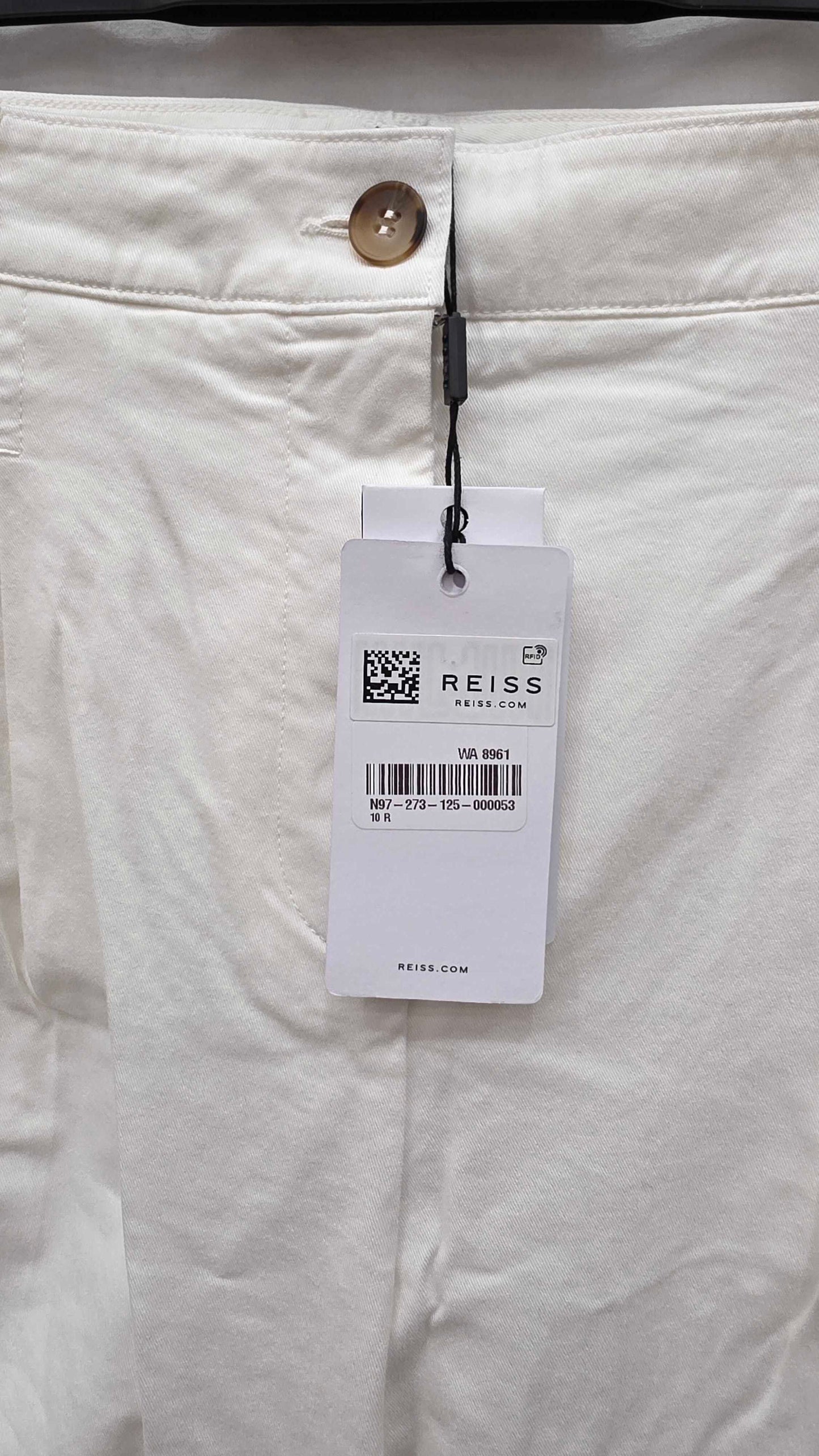 Reiss - White Astrid Wide Leg Cotton Trousers Size: 10R