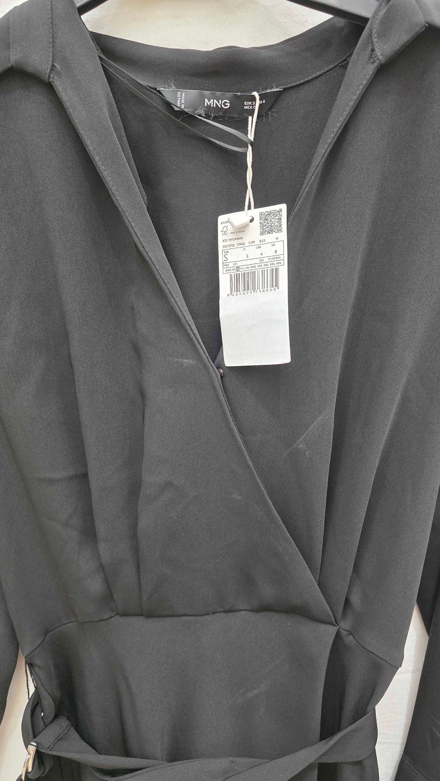 Mango - Black Buckle Flowy Dress Size: Small