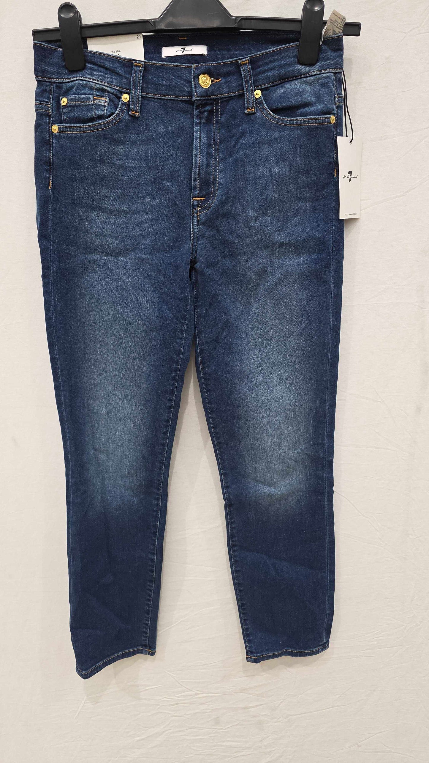 7 For All Mankind - Dark Blue Roxanne Slim Stretch Jeans Size: 29