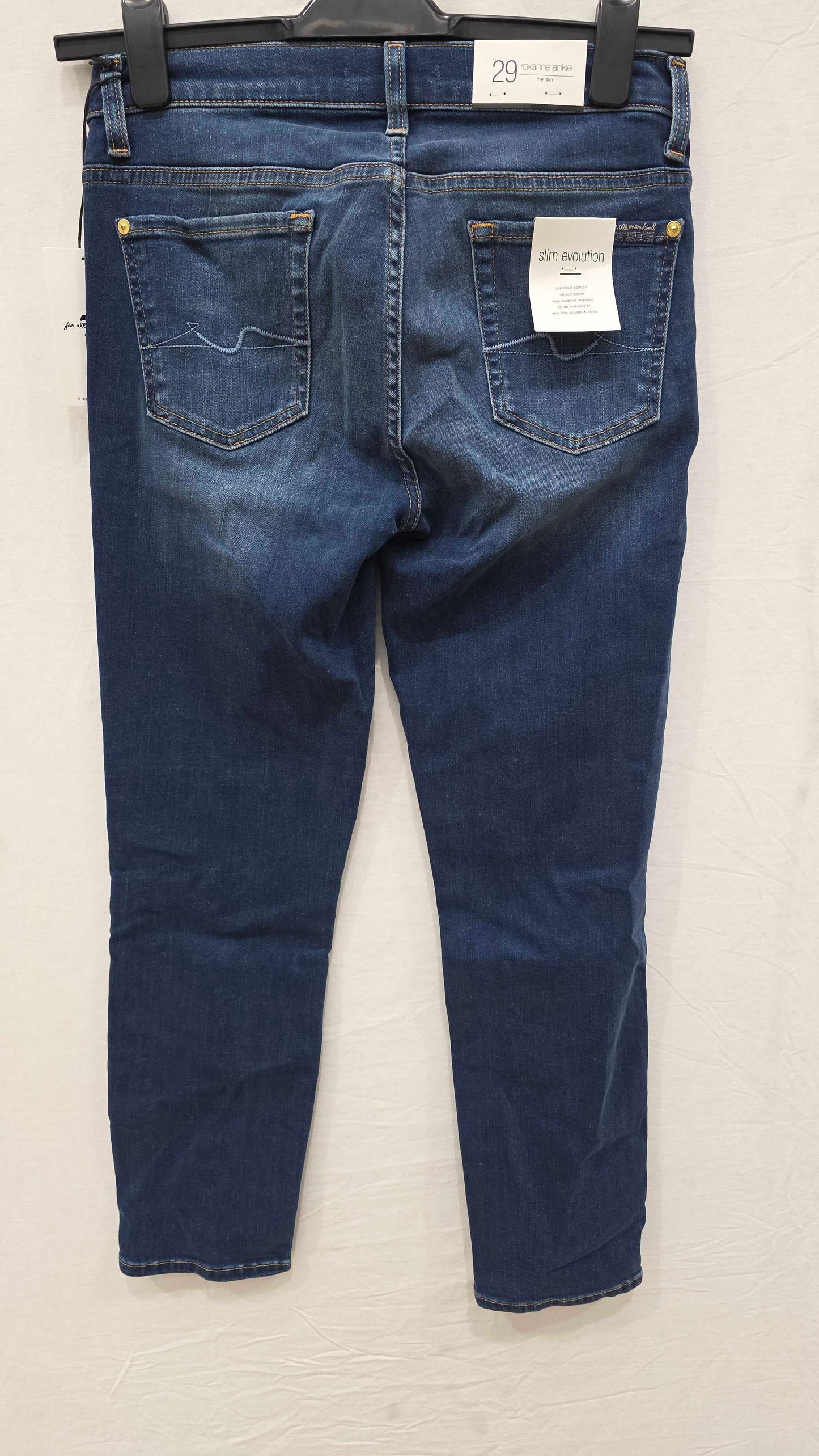 7 For All Mankind - Dark Blue Roxanne Slim Stretch Jeans Size: 29