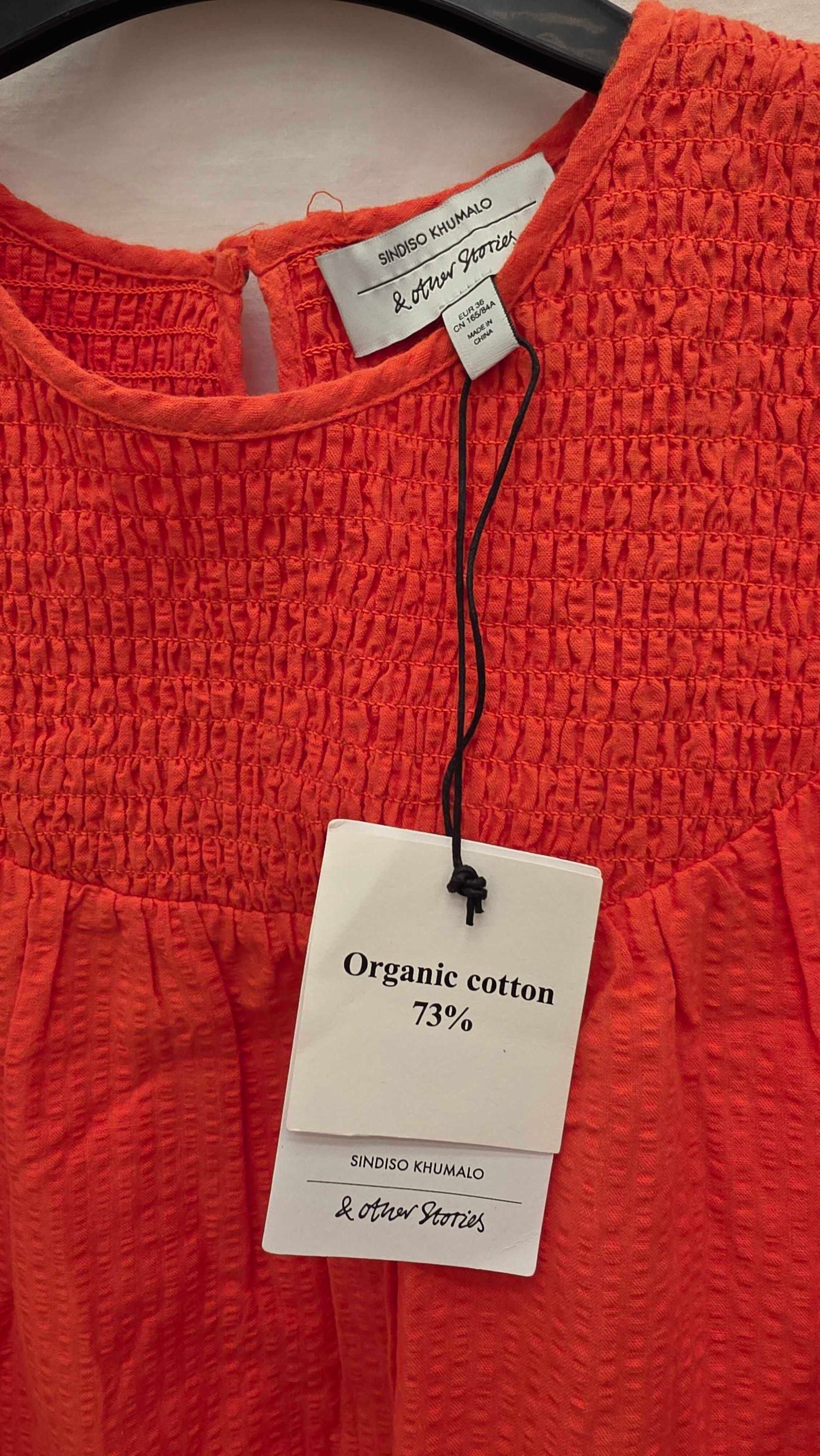 & Other Stories Orange Structured Mini Dress Size: Uk 8