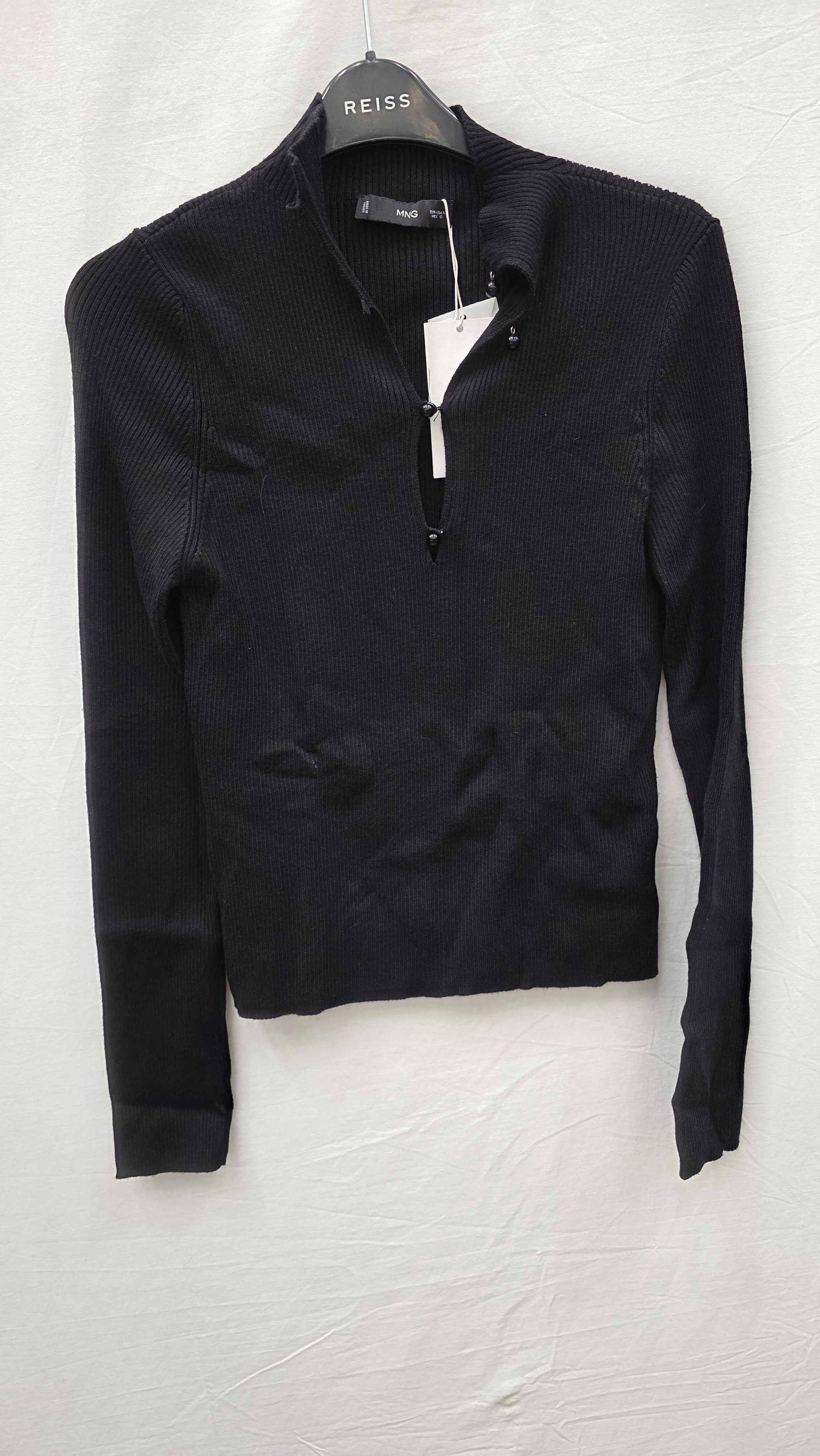 Mango Black-black Ribbed Jumper Size: Large