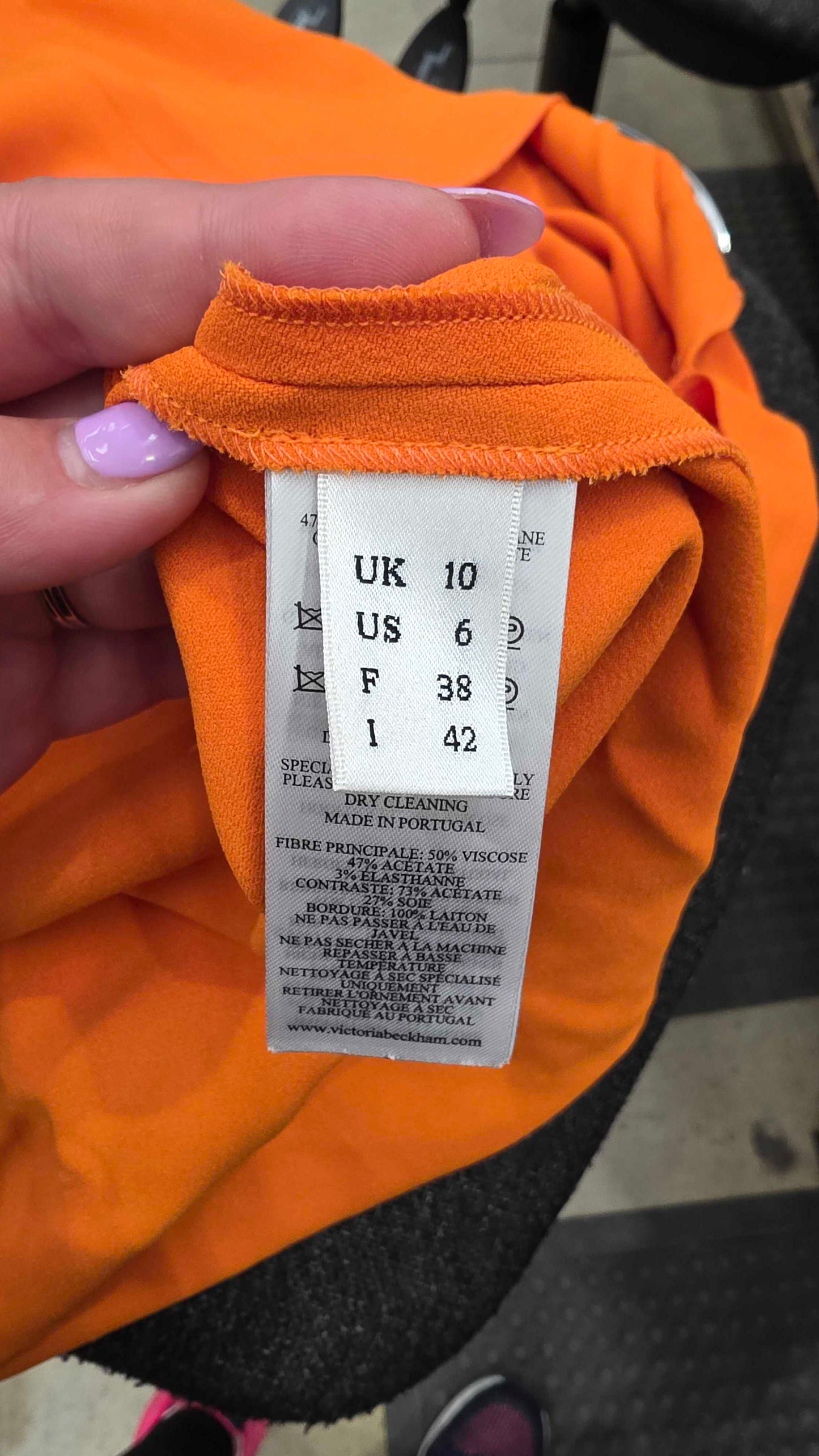 Victoria Beckham-1222Wdr003710A Burnt Wrap Front Midi Dress-Orange Size: Uk10