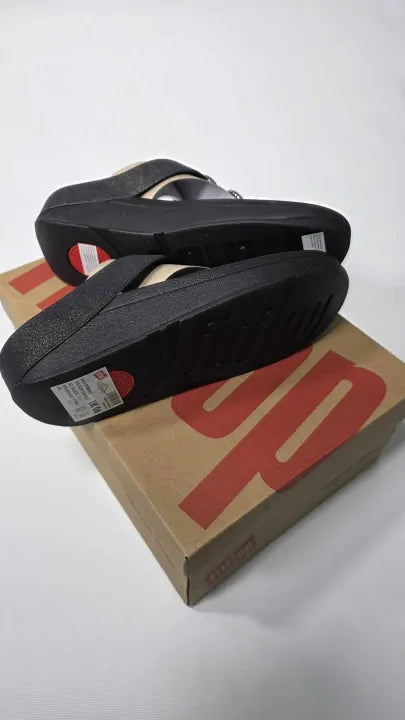 Fitflop Womens Halo Shimmer Toe Post Sandals All Black Size: Uk 6