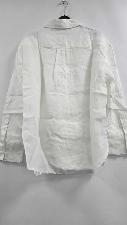 Wyse - White Thomasina Linen Shirt - White Size: Uk 10