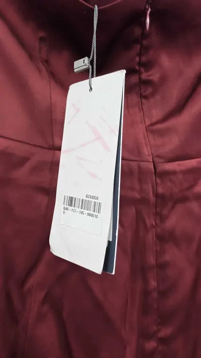 Sosandar - Burgundy Satin Maxi Dress - Red Size: Uk 10