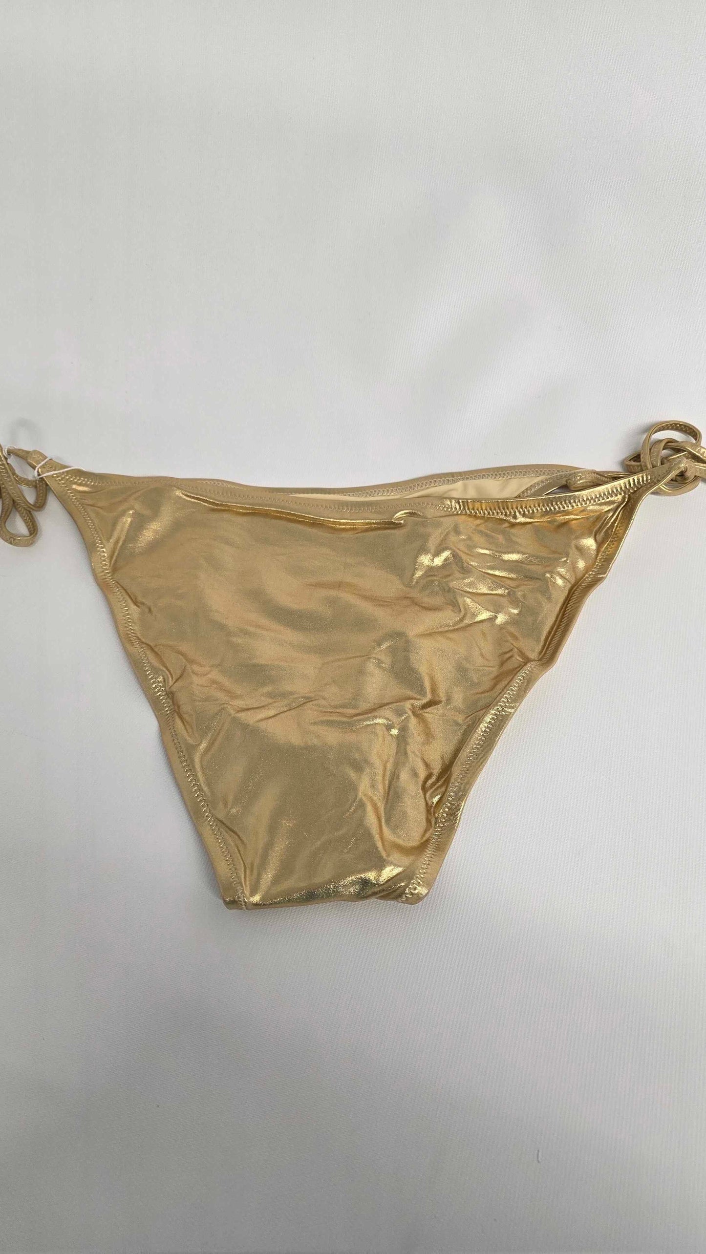 Solid & Striped - Gold Pia Bikini Bottom - Gold Size: L