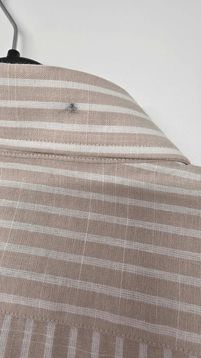 Reiss - Sand Stripe Oreste Cotton Blend Shirt Size: L