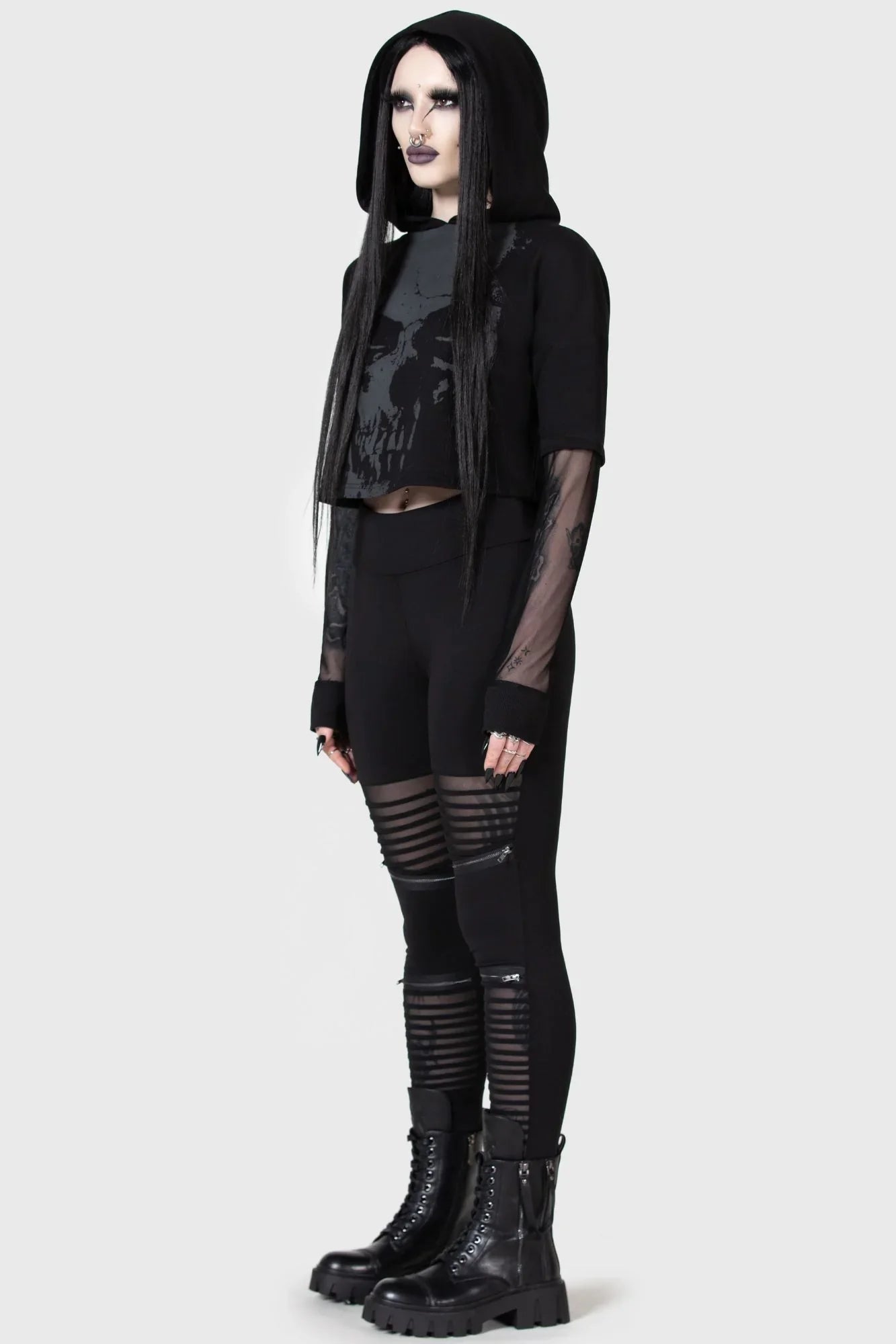 Killstar Clara’s Trap High Waisted Mesh Panel Leggings