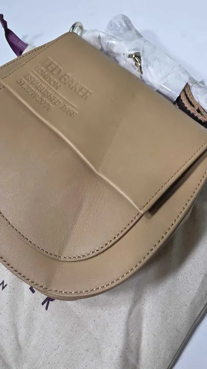 Ted Baker Womens Camel Darcell Logo-embossed Leather Satchel Bag Size: Small