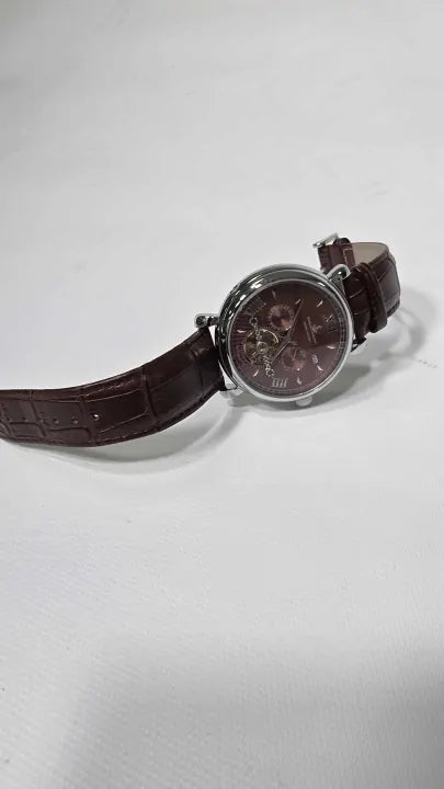 Samuel Joseph Limited Edition Mocha & Silver Automatic Skeleton Men's Watch Size: -