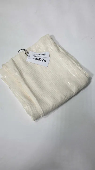 Ro & Zo - Ivory Sequin Trouser - Cream Size: Uk 10