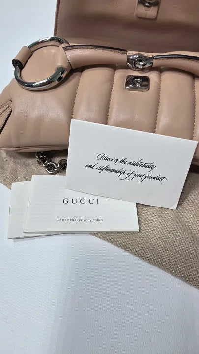 Gucci - Women's Pink Gucci Horse Bit Medium Padded-leather Shoulder Bag Size: -