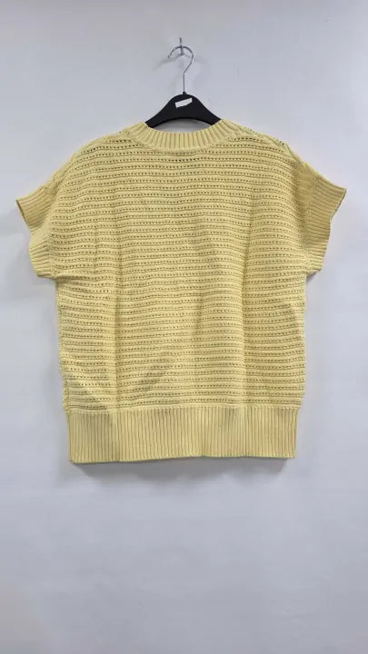 U.s. Polo Assn. Yellow Short Sleeve Open Knit Cotton Jumper Size: M