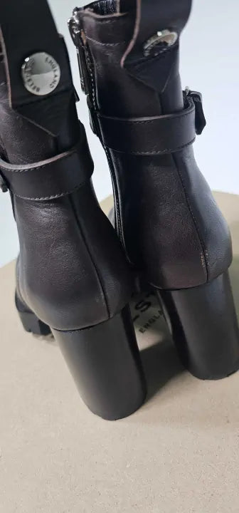 Belstaff - Brown Rebel Heeled Leather Boots - Brown Size: Uk5