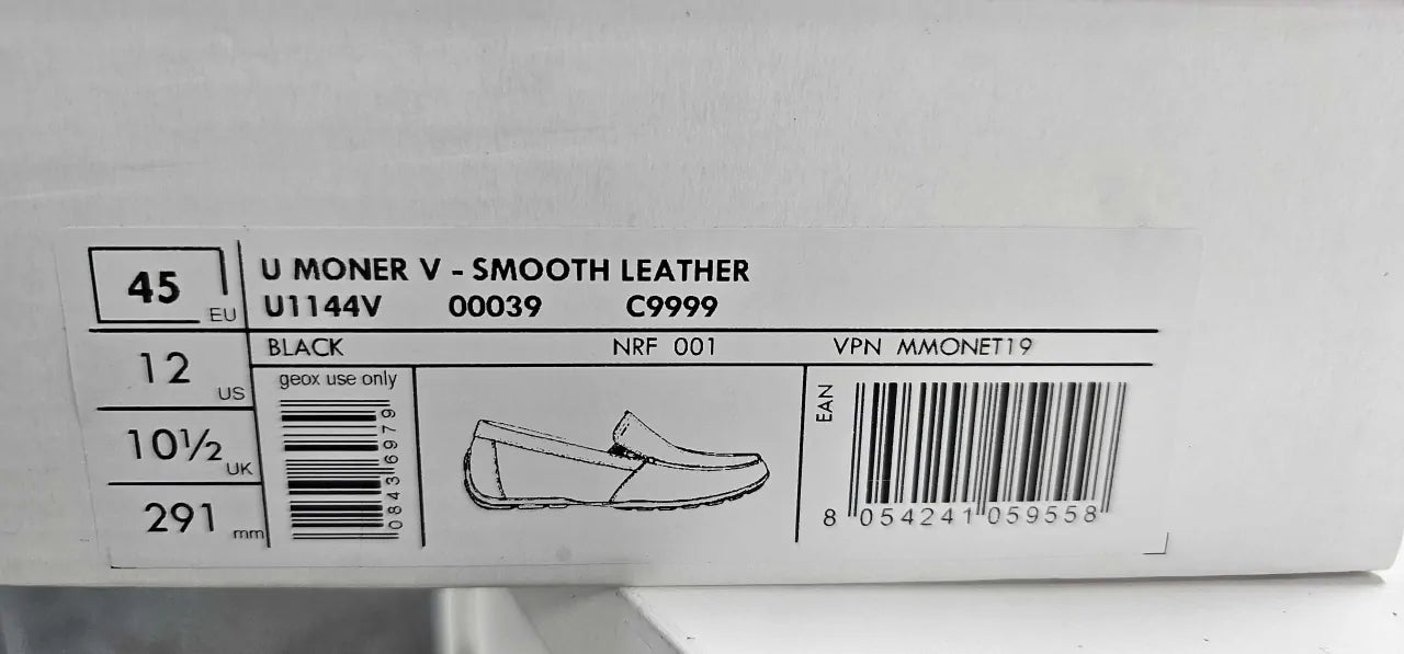 Geox - Men's Black Leather Moner Moccasin - Black Size: Eu45