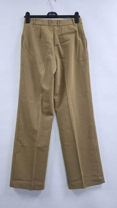 Mango - Medium Brown Straight Fit Pleated Trousers - Brown Size: 34