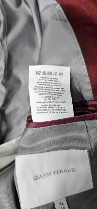Gianni Feraud - Burgundy Vincent Velvet Blazer - Red Size: 44