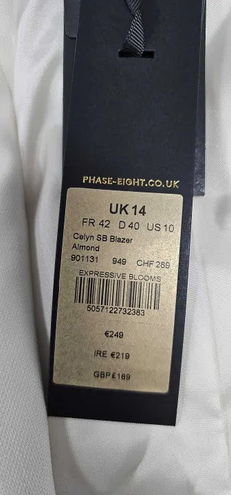 Phase Eight - Almond Celyn Blazer - Beige Size: Uk 14