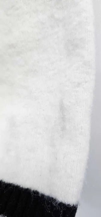 Mango - White Striped Jumper With Zip Size: Xl