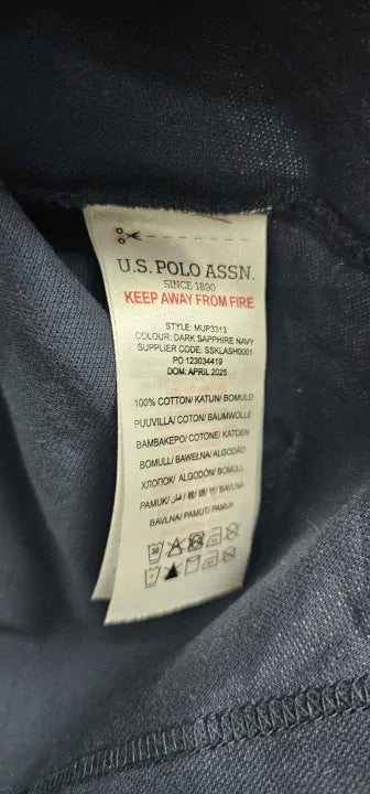 U.s. Polo Assn. - Navy Player Patchwork Pique Polo Shirt - Navy Size: L