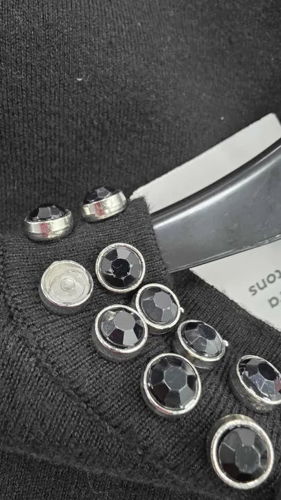 Mango - Black Cardigan With Rhinestone Collar - Black Size: Xl