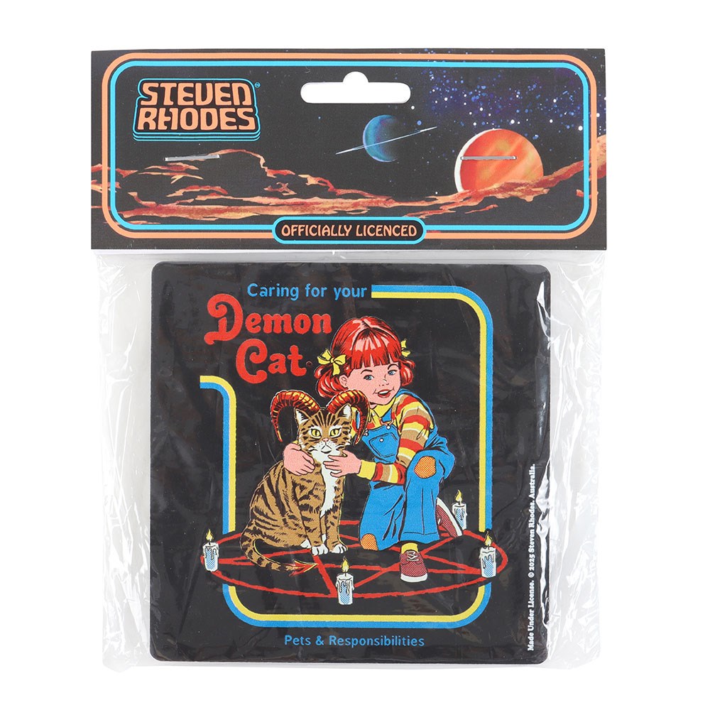 Gothic Gifts Demon Cat Coaster by Steven Rhodes