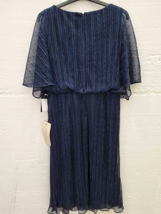 Adrianna Papell Metallic Crinkled Mesh Midi Dress Size: Uk 14