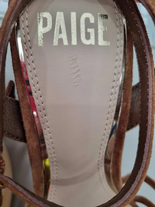 Paige Brown Leather Chelsey Platform Sandals Size: Uk 6