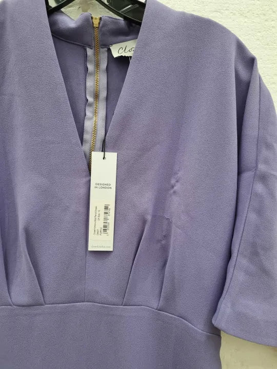 Closet London Lilac Purple Pencil Kimono Sleeves Midi Dress Size: Uk 10