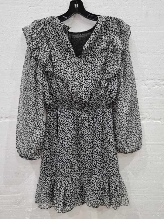 Mango Black Printed Short Dress Size: Medium