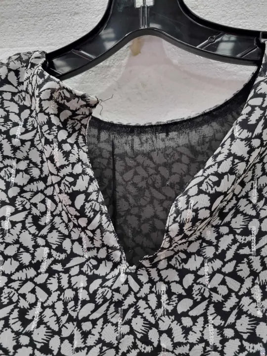 Mango Black Printed Short Dress Size: Medium