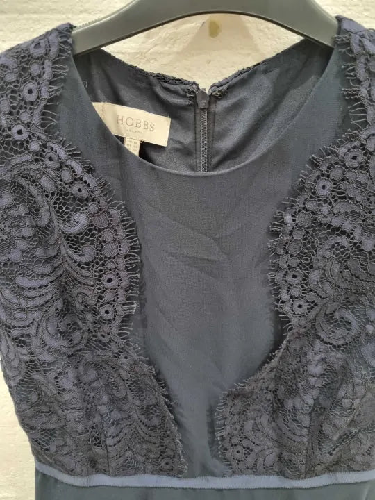 Hobbs Navy Blue Midi Dress Size: Uk 10