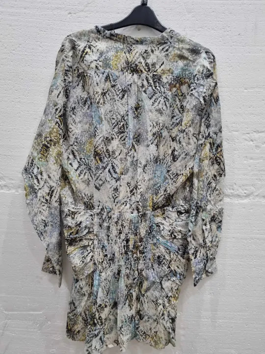 Iro Deniz Ruched Printed Cotton Mini Dress In Light Green Size: 40