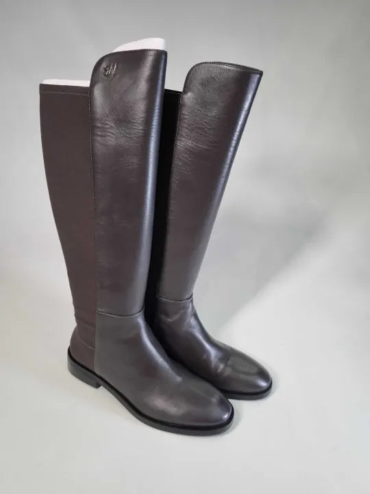 Stuart Weitzman Slate Grey Leather Keelan City Long Boot Size: UK 6.5