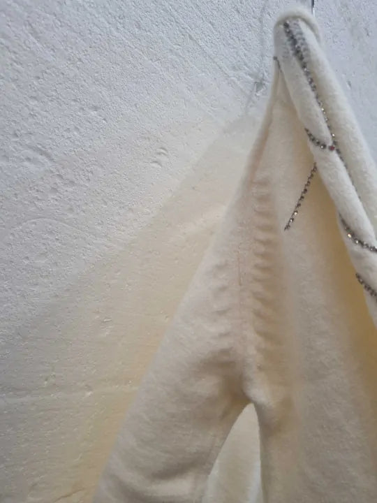 Sosandar Cream Embellished Cable Sleeve Jumper Size: Small