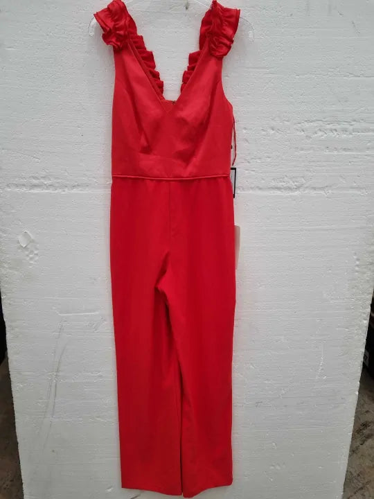 Adrianna Papell Satin Crepe Wide Leg Jumpsuits Size: Uk 10
