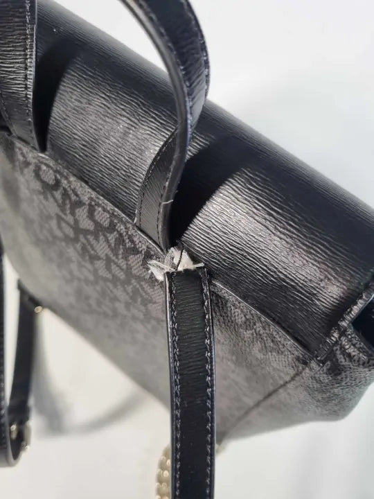 Dkny Black Logo Monogram Bryant Flap Backpack