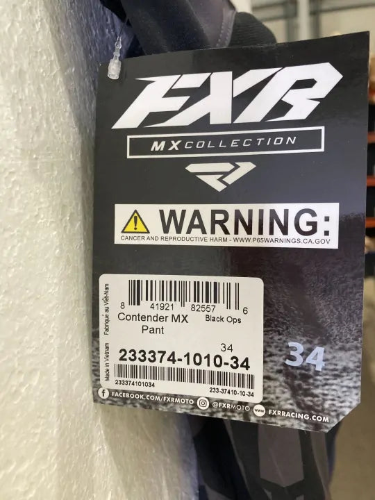 FXR Contender Mx Pant 23 Black Ops 34 Size: 34 deal !!