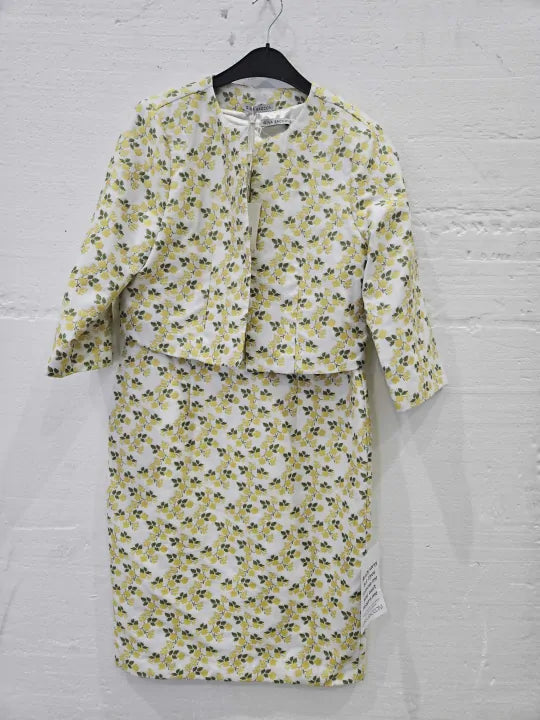 Gina Bacconi Yellow Isannah Jacquard Sheath Dress And Bolero Size: Blazer Uk 14 Dress Uk 12