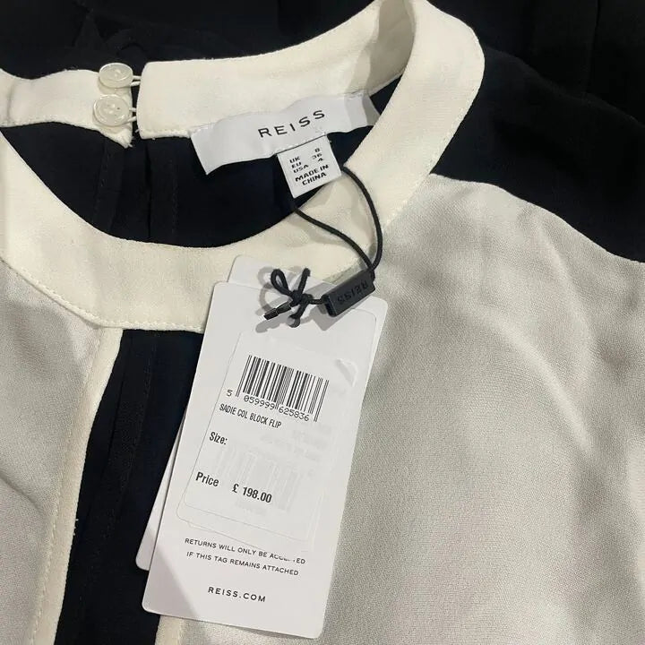 Reiss-29534101-8-Cream-White/Black Sadie Tie Mini Dress Size: Uk 8