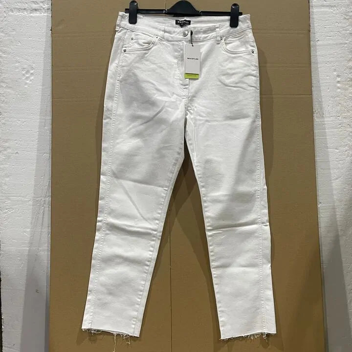 Whistles-007032993 White-32-White-White Stretch Slim Frayed Jeans Size: 32