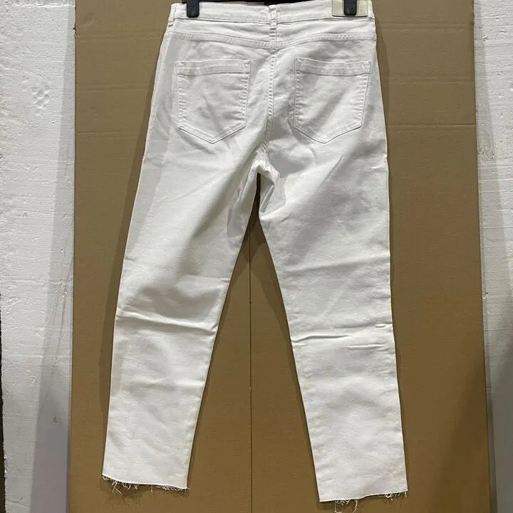 Whistles-007032993 White-32-White-White Stretch Slim Frayed Jeans Size: 32