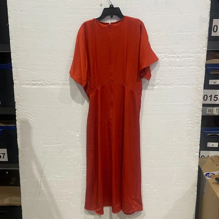 Michael Kors-Mf381Oi99G 887-M-Orange Flutter Midi Dress Size: Medium