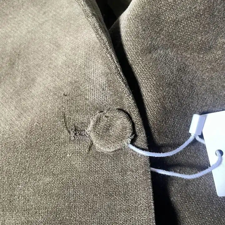 Mango-57037728-37-23-Green-Khaki Velvet Suit Jacket Size: Xl