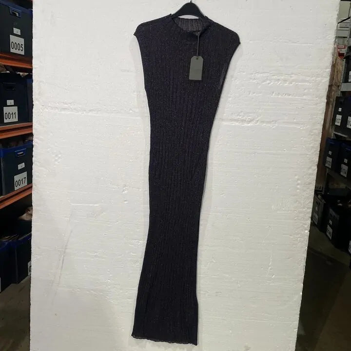 Allsaints-Wd200X Black/Royal Blue-L-Black-Black Patrice 2 In 1 Midi Dress Size: Large