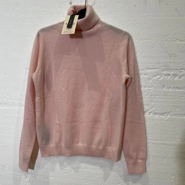Mango-57005802-81-20-Pink-Pastel Pink Cashmere Turtleneck Jumper Size: Small